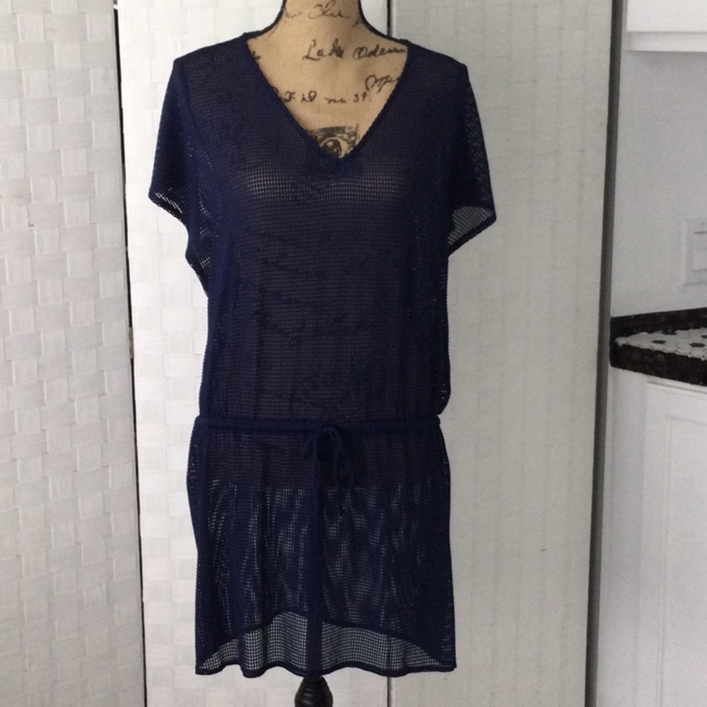 Woman’s Ellen Weaver Swim Suit Cover up size S washable color Navy blue #543 ##